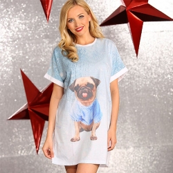 Christmas Pug Night Dress
